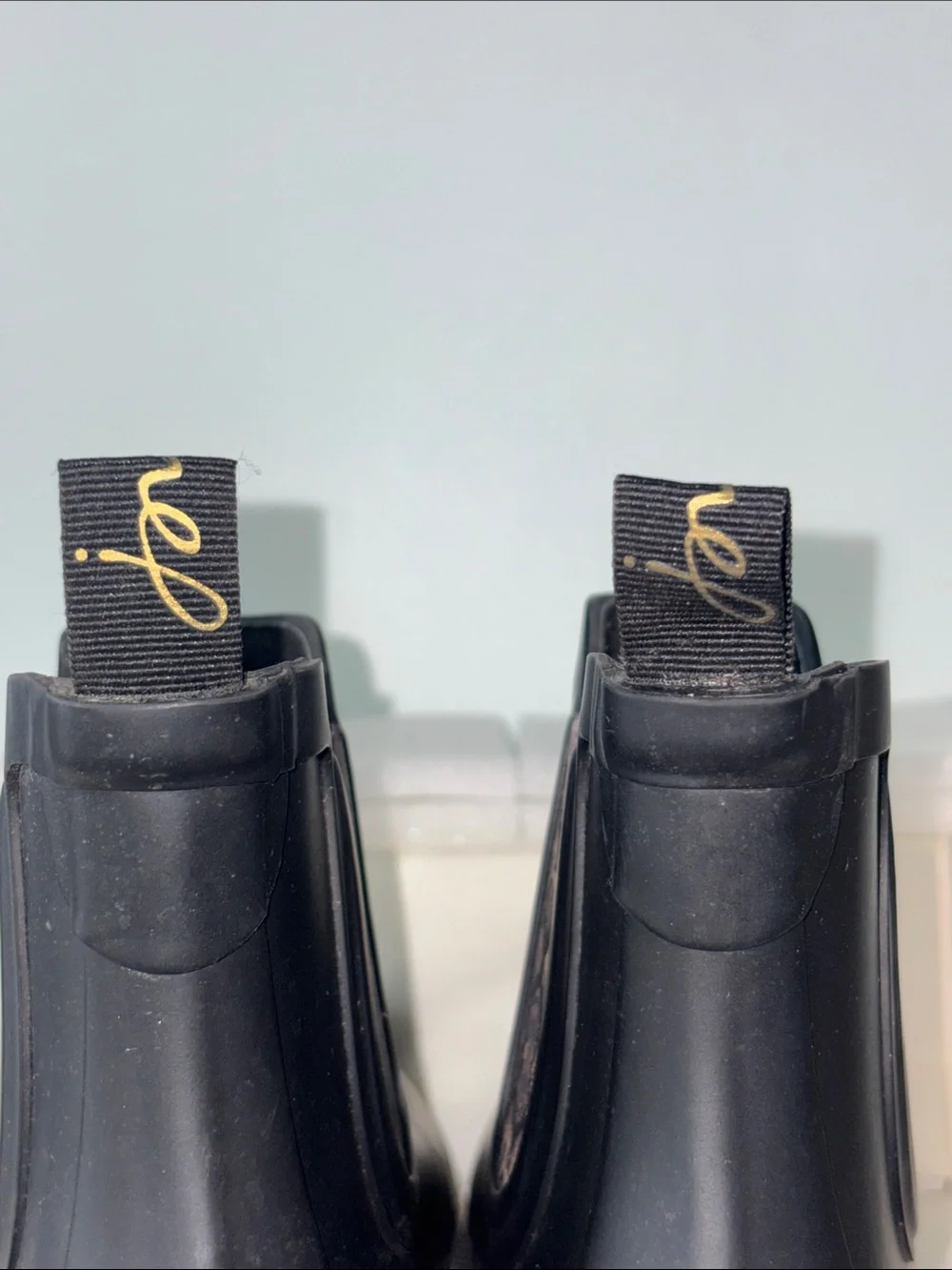 Joules Rutland Matte Black Chelsea Rain Boots with Snakeskin Patterned Inserts